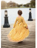 Ginger Yellow Lace High Low Flower Girl Dress